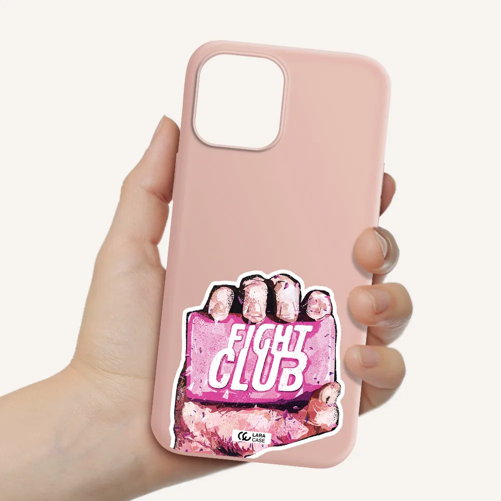 a hand holding a pink bag Apple iPhone 12 pro Silicone pastel pink Case