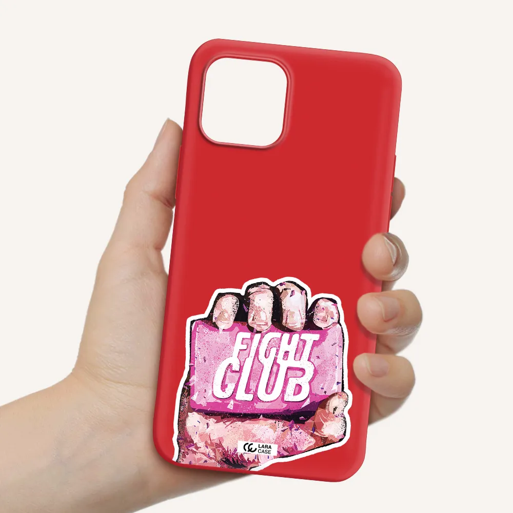 a hand holding a pink bag Apple iPhone 12 Silicone Imperial Red Case