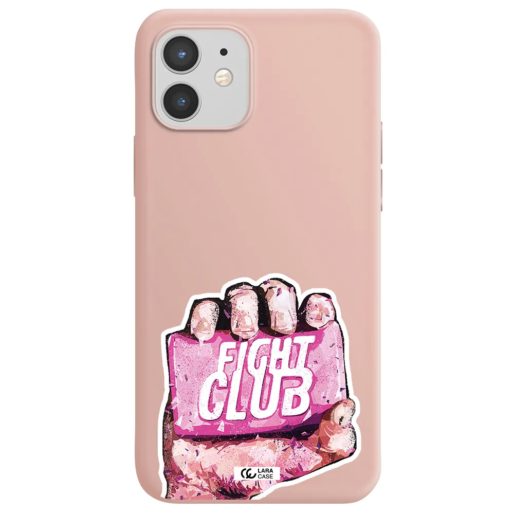 a hand holding a pink bag Apple iPhone 12 Silicone pastel pink Case