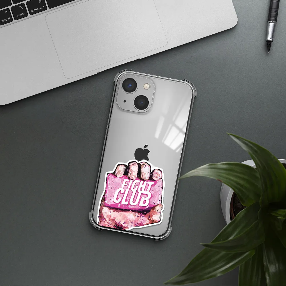 a hand holding a pink bag Apple iPhone 13 mini Clear PC Case