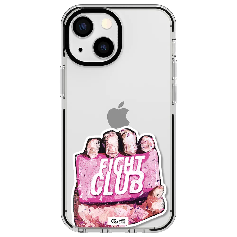 a hand holding a pink bag Apple iPhone 13 mini impact black border Case