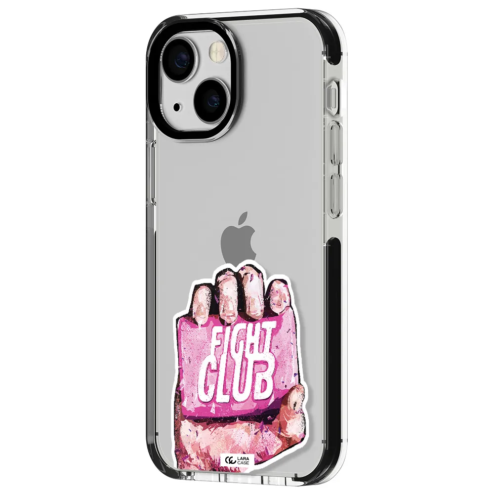 a hand holding a pink bag Apple iPhone 13 mini impact black border Case
