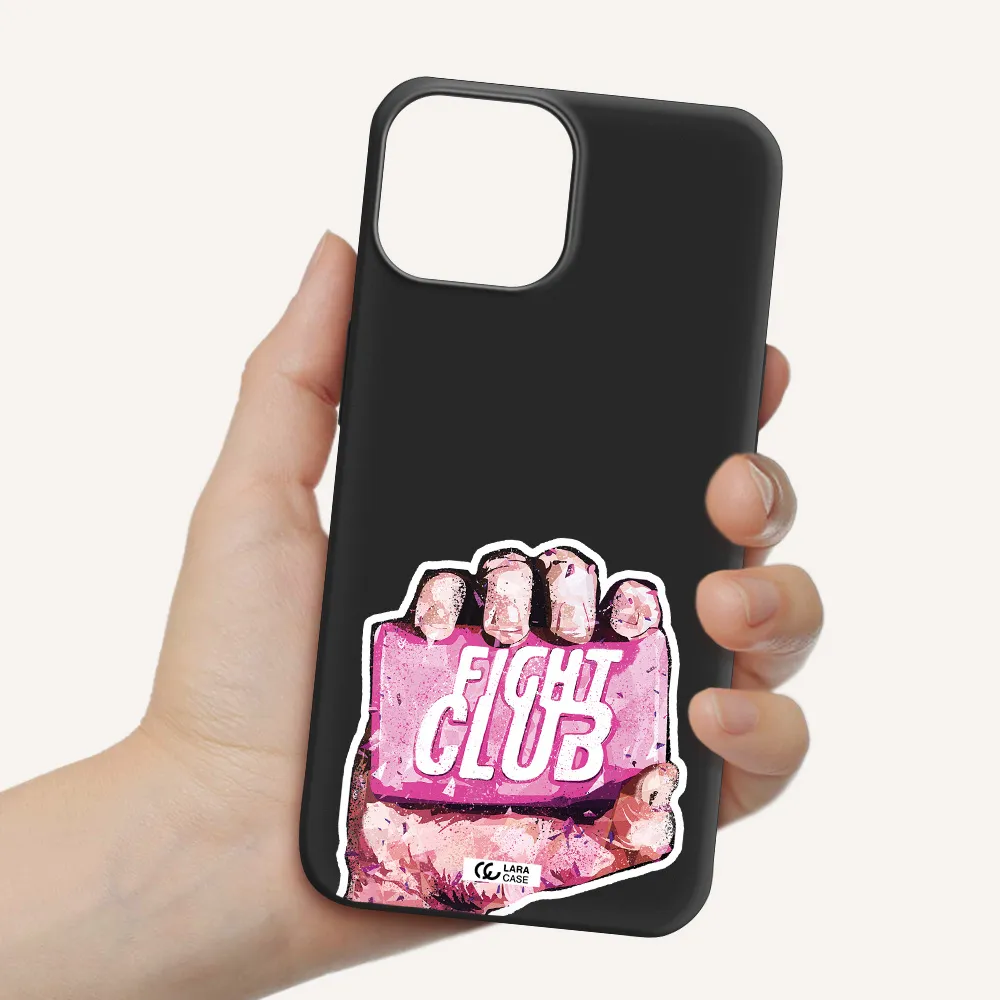 a hand holding a pink bag Apple iPhone 13 mini Silicone black Case