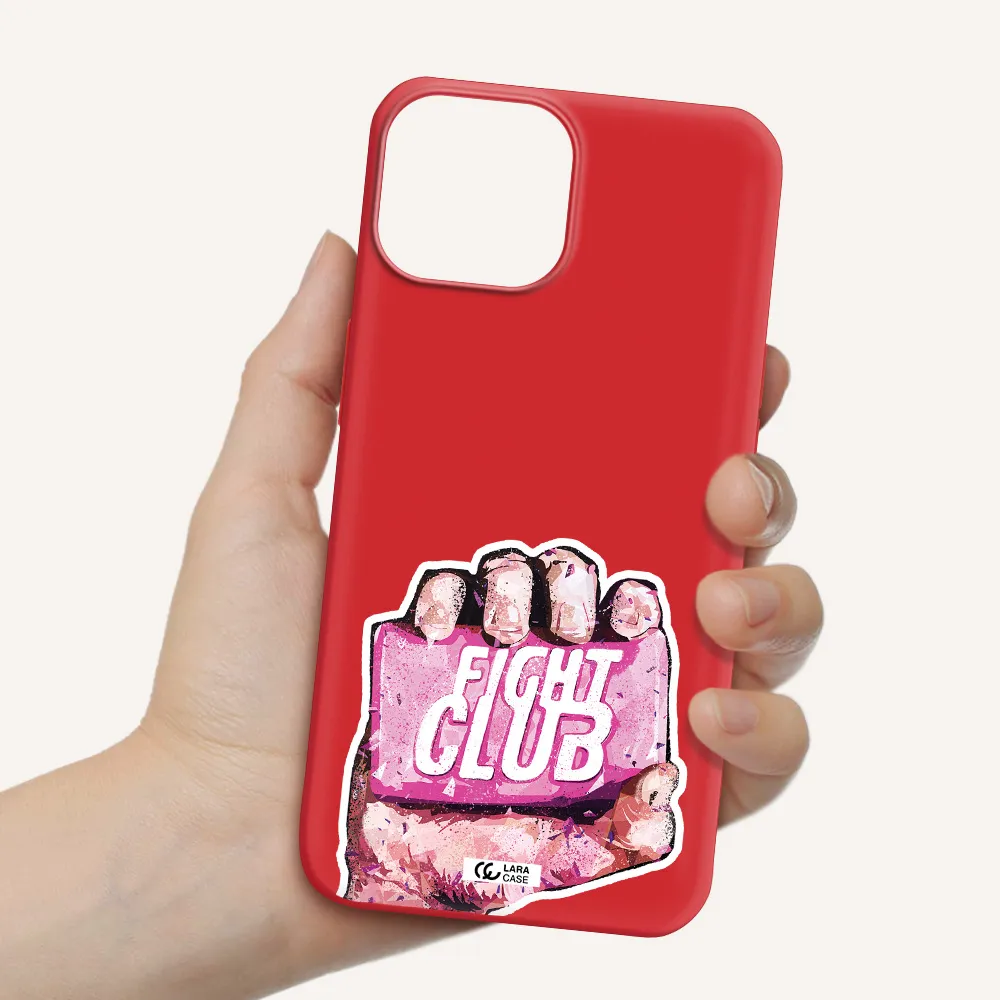 a hand holding a pink bag Apple iPhone 13 mini Silicone Imperial Red Case