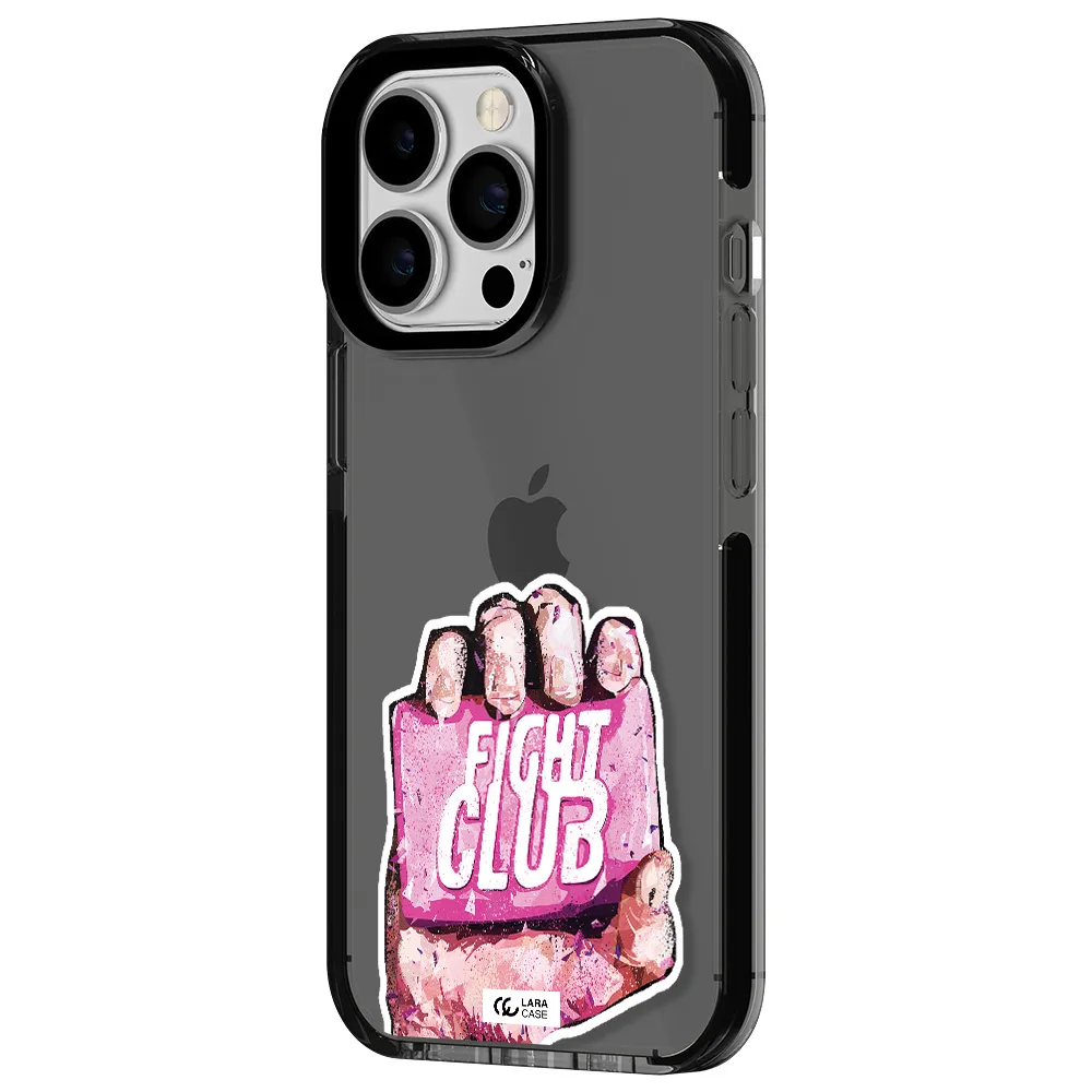 a hand holding a pink bag Apple iPhone 13 Pro impact Smoke Black Case