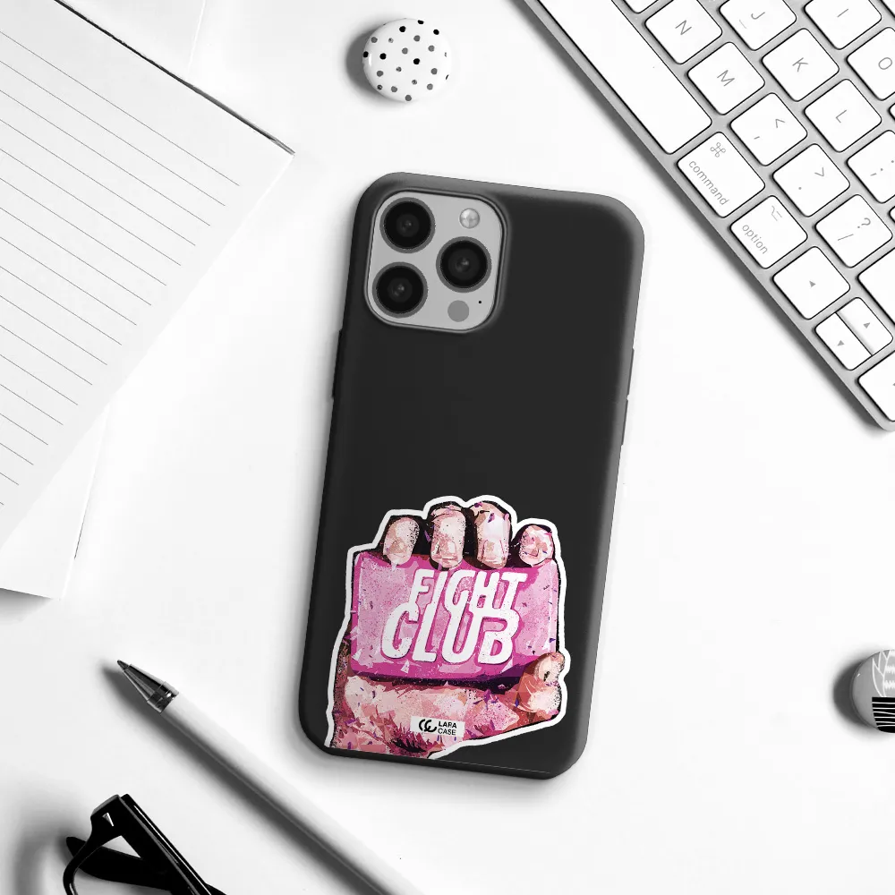 a hand holding a pink bag Apple iPhone 13 Pro Max Silicone black Case