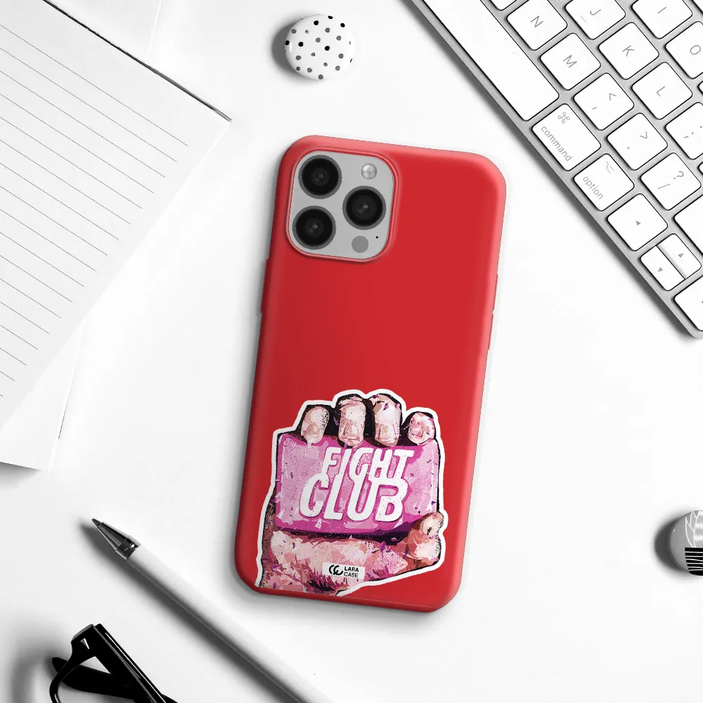 a hand holding a pink bag Apple iPhone 13 Pro Max Silicone Imperial Red Case