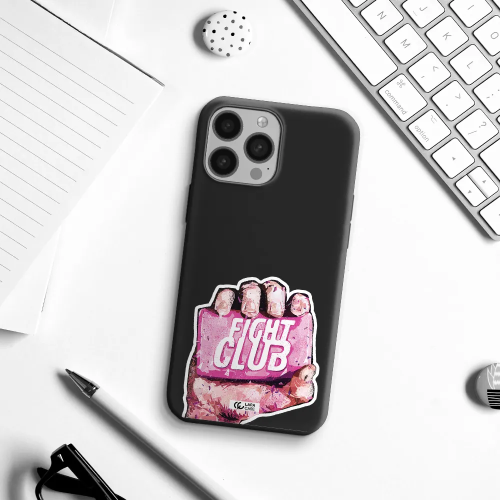 a hand holding a pink bag Apple iPhone 13 Pro Silicone black Case