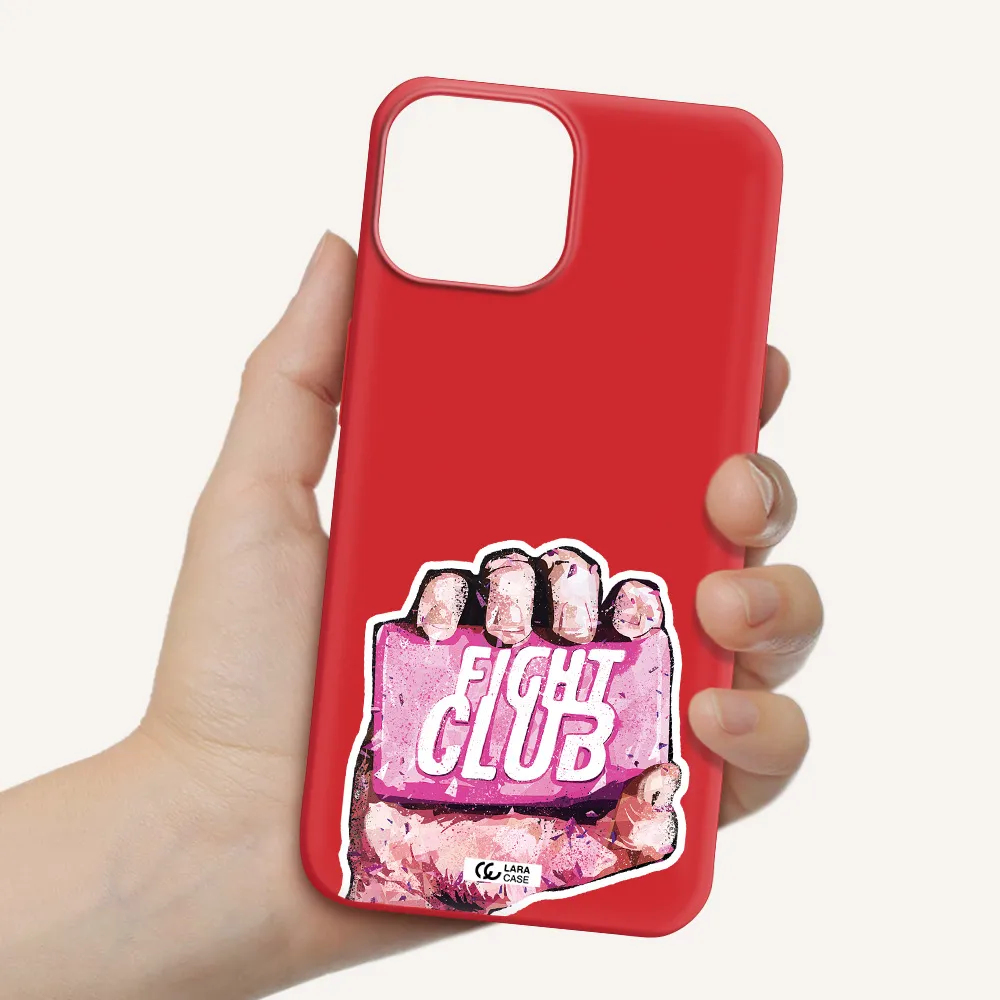 a hand holding a pink bag Apple iPhone 13 Silicone Imperial Red Case