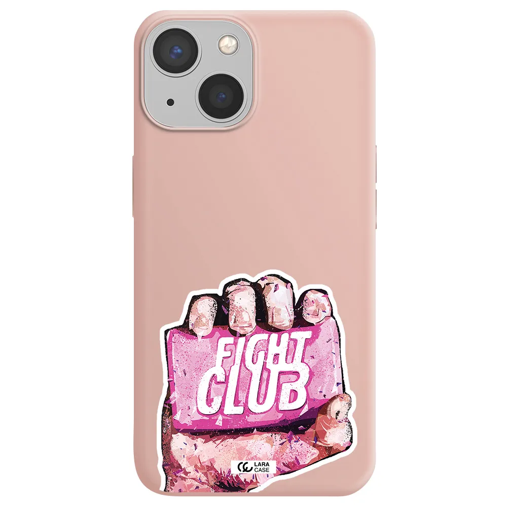 a hand holding a pink bag Apple iPhone 13 Silicone pastel pink Case