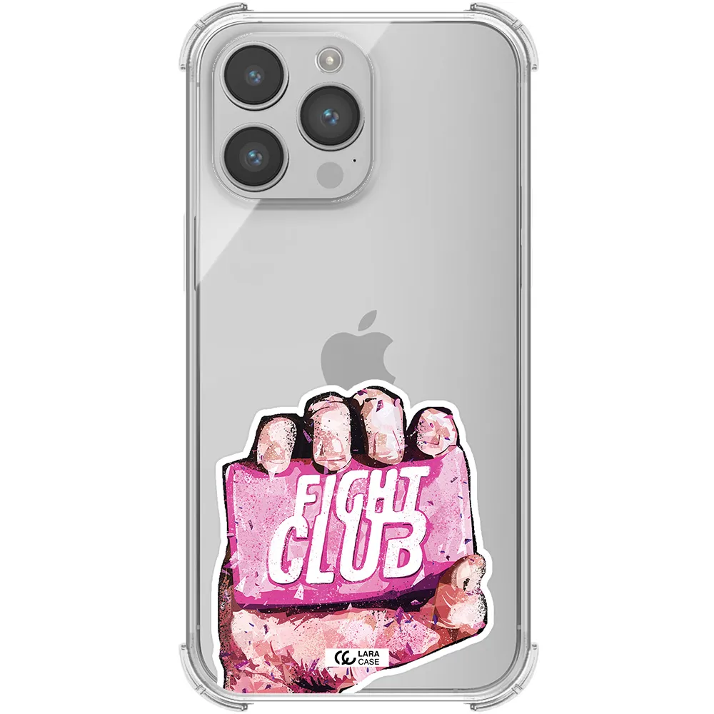 a hand holding a pink bag Apple iPhone 14 pro Clear PC Case