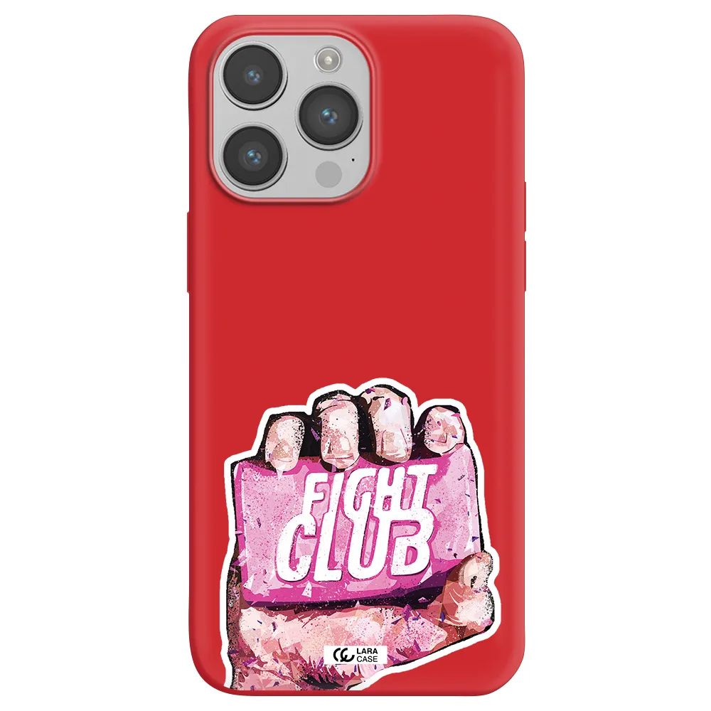 a hand holding a pink bag Apple iPhone 14 pro Silicone Imperial Red Case