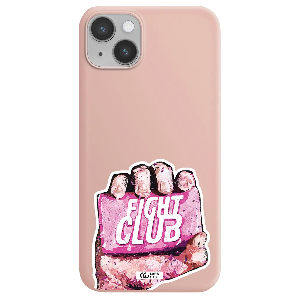 a hand holding a pink bag Apple iPhone 14 Silicone pastel pink Case