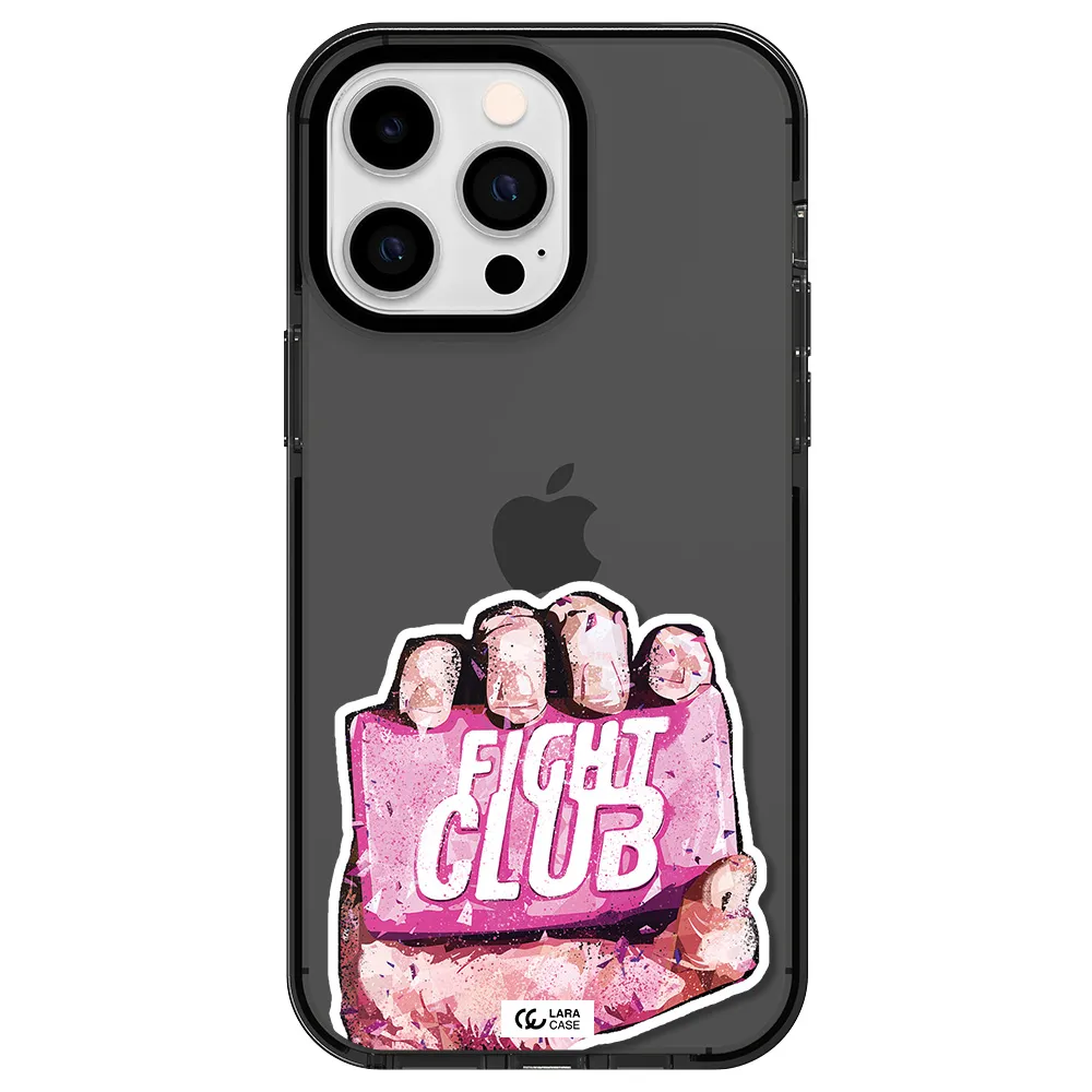 a hand holding a pink bag Apple iPhone 15 Pro impact Smoke Black Case