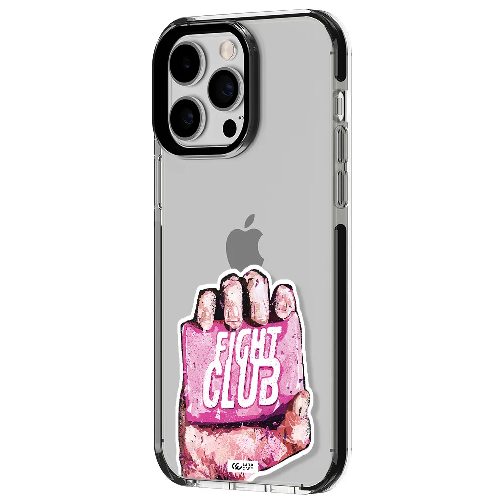 a hand holding a pink bag Apple iPhone 15 Pro Max impact black border Case