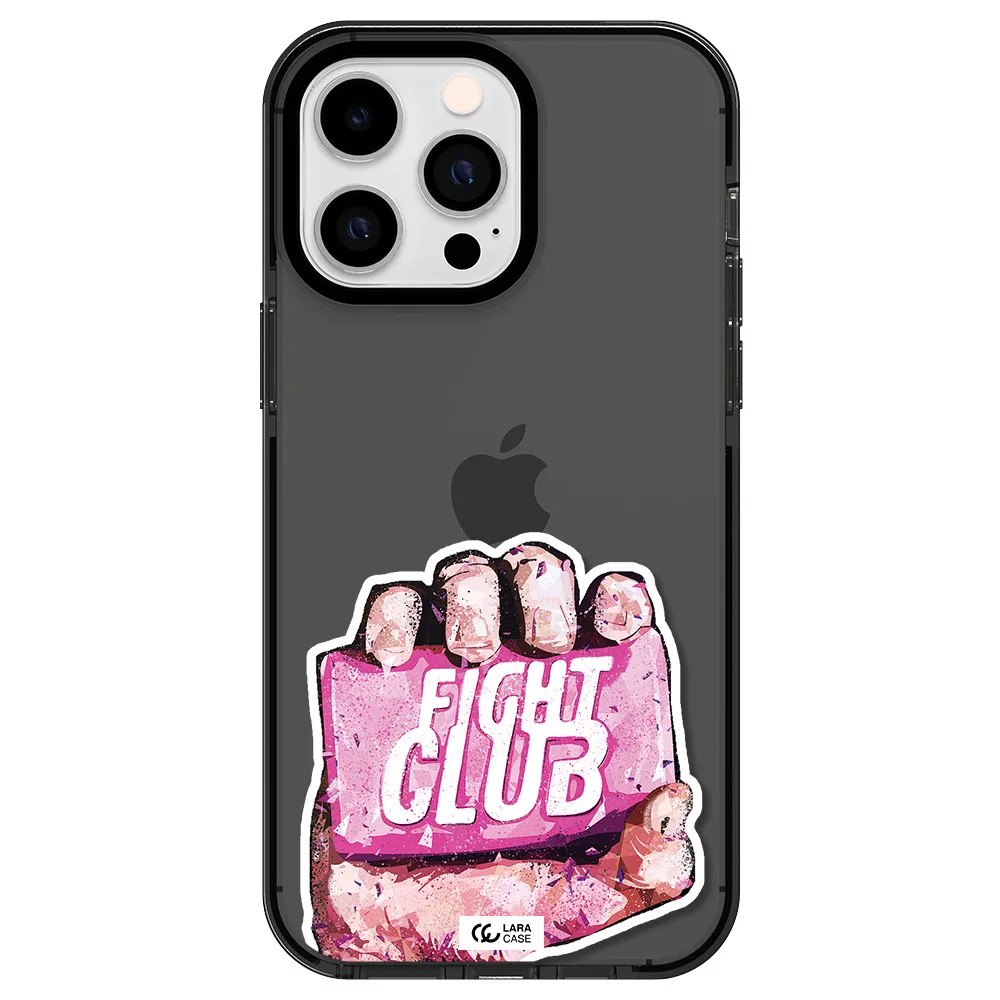 a hand holding a pink bag Apple iPhone 15 Pro Max impact Smoke Black Case