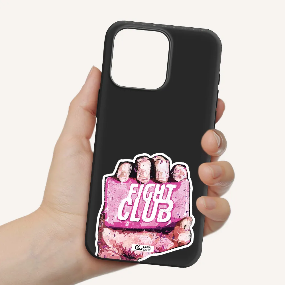 a hand holding a pink bag Apple Iphone 15 Pro max Silicone black Case