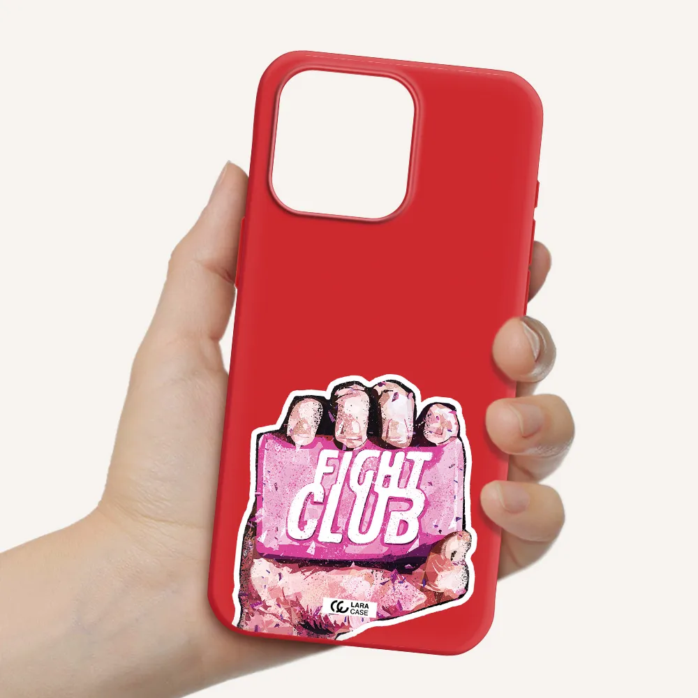 A Hand Holding A Pink Bag Apple Iphone 15 Pro Max Silicone Imperial Red Case