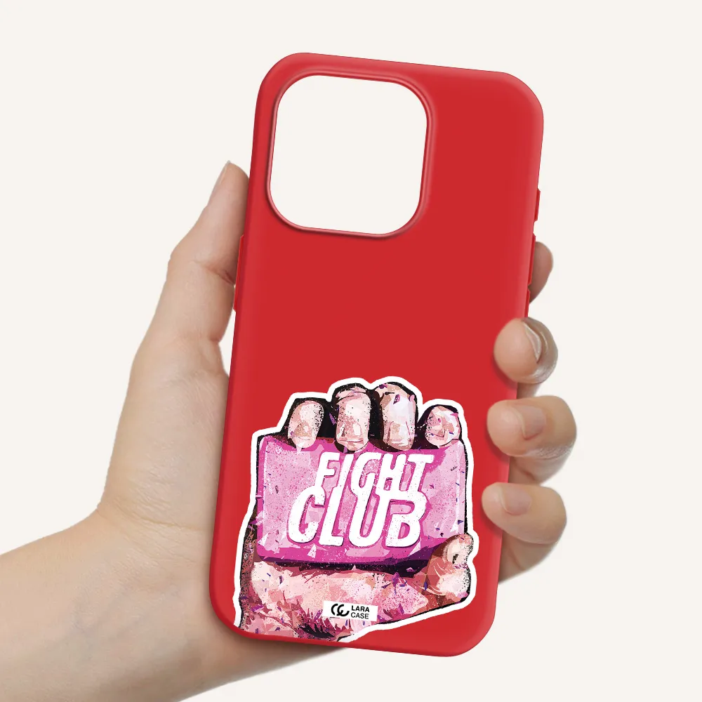 A Hand Holding A Pink Bag Apple Iphone 15 Pro Silicone Imperial Red Case
