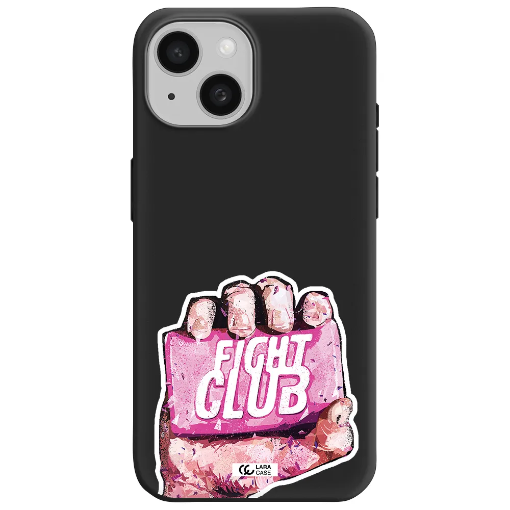 a hand holding a pink bag Apple iPhone 15 Silicone black Case