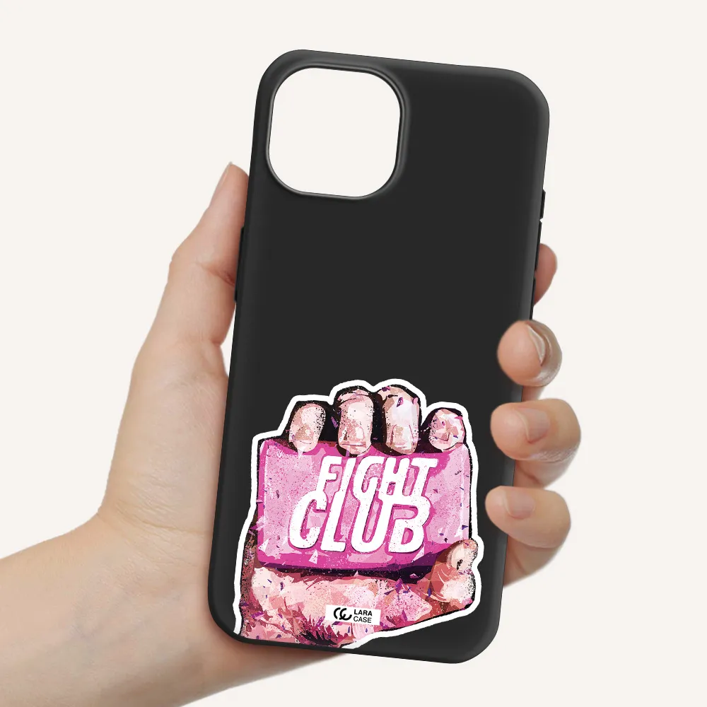 a hand holding a pink bag Apple iPhone 15 Silicone black Case