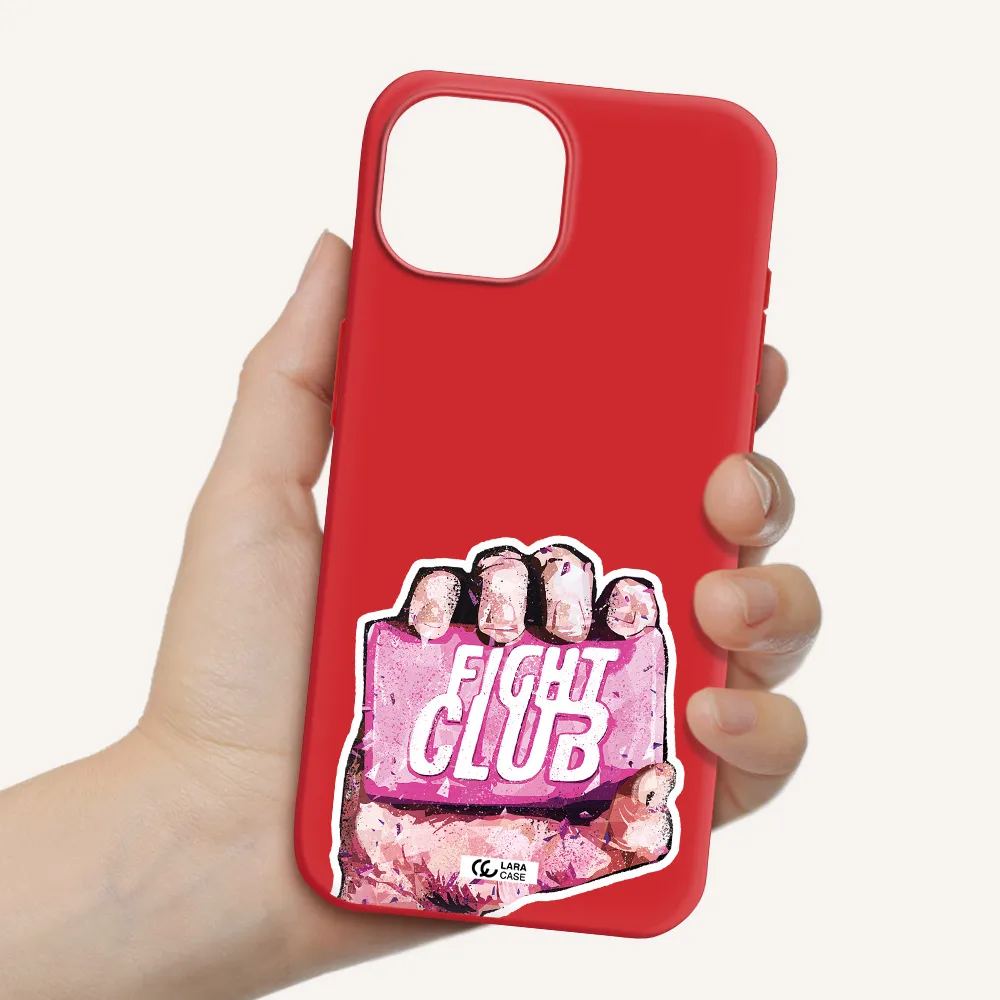 A Hand Holding A Pink Bag Apple Iphone 15 Silicone Imperial Red Case