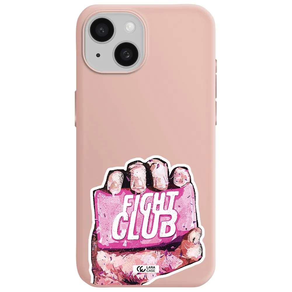 A Hand Holding A Pink Bag Apple Iphone 15 Silicone Pastel Pink Case