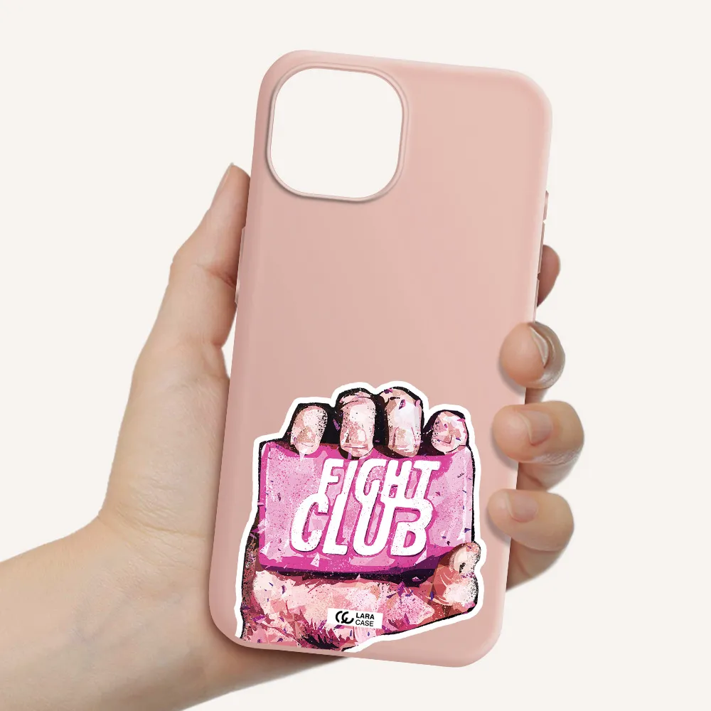 A Hand Holding A Pink Bag Apple Iphone 15 Silicone Pastel Pink Case