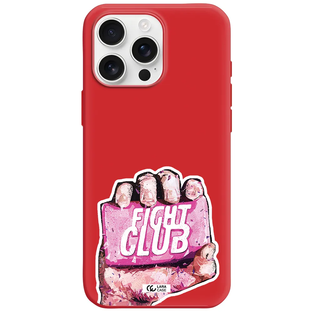 A Hand Holding A Pink Bag Apple Iphone 16 Pro Max Silicone Imperial Red Case