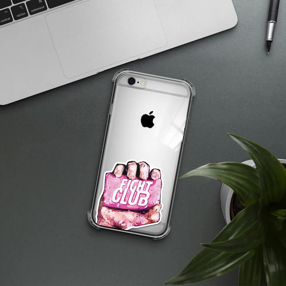 a hand holding a pink bag Apple iPhone 6 Clear PC Case