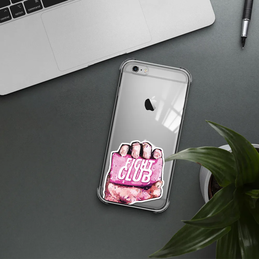 a hand holding a pink bag Apple iPhone 6 plus Clear PC Case