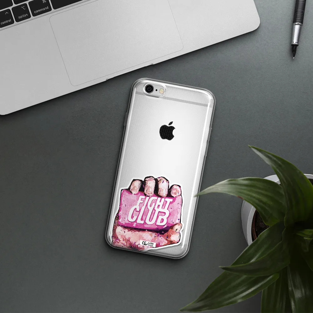 a hand holding a pink bag Apple iPhone 6 plus Clear TPU Case