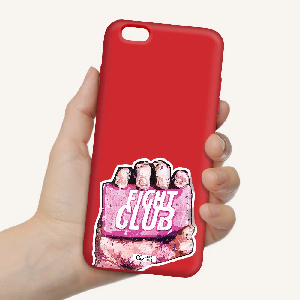 a hand holding a pink bag Apple iPhone 6 plus Silicone Imperial Red Case