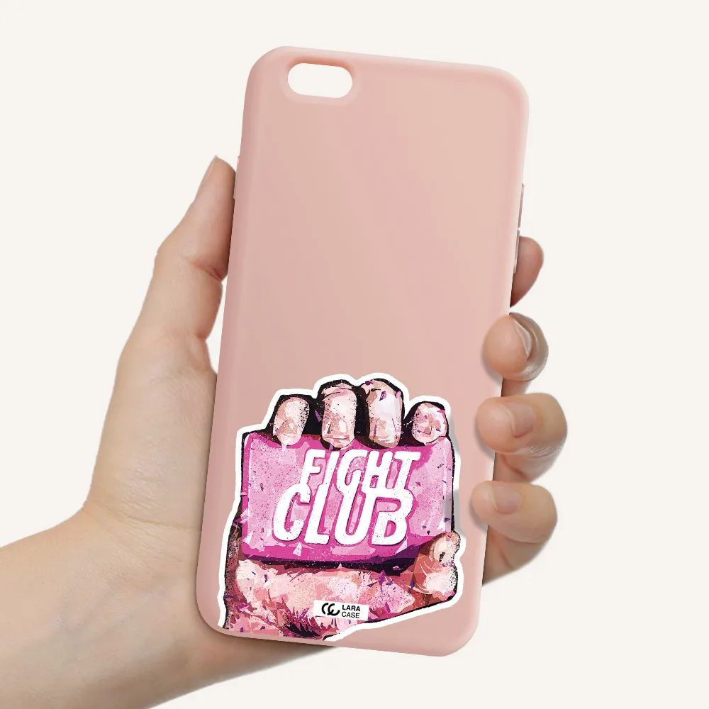 a hand holding a pink bag Apple iPhone 6 plus Silicone pastel pink Case