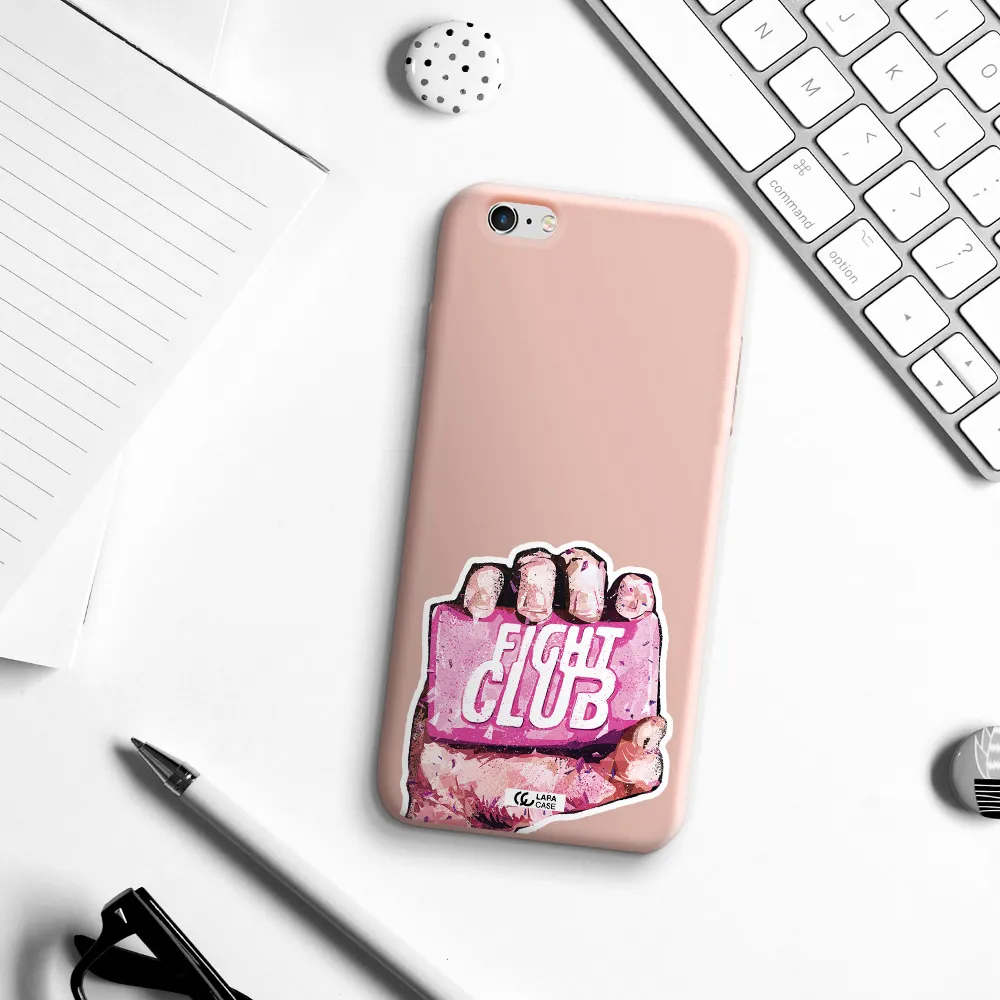 a hand holding a pink bag Apple iPhone 6 plus Silicone pastel pink Case