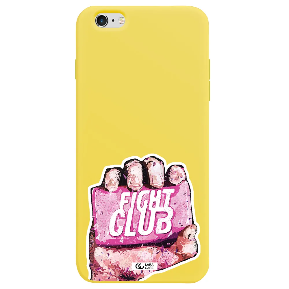 a hand holding a pink bag Apple iPhone 6 s plus Silicone canary yellow Case