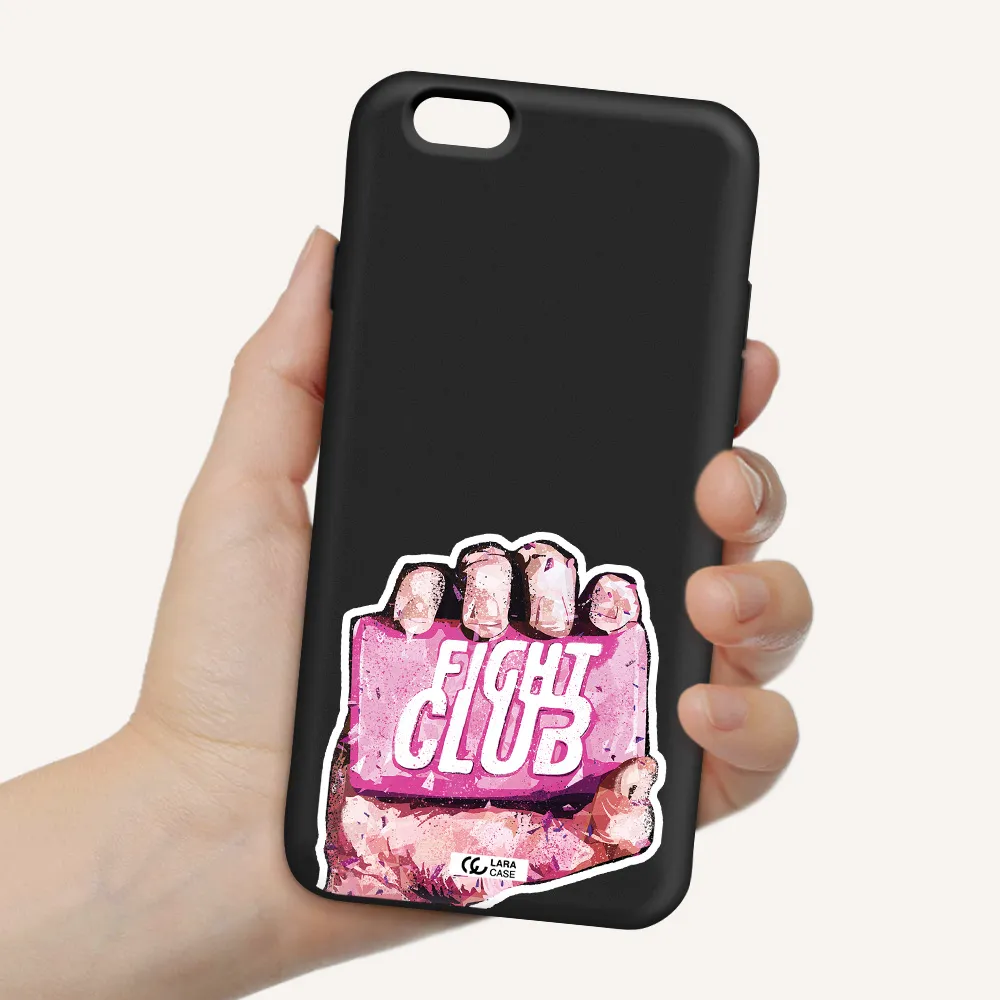 a hand holding a pink bag Apple iPhone 6 Silicone black Case