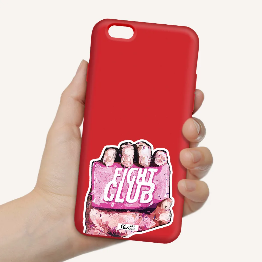 a hand holding a pink bag Apple iPhone 6 Silicone Imperial Red Case