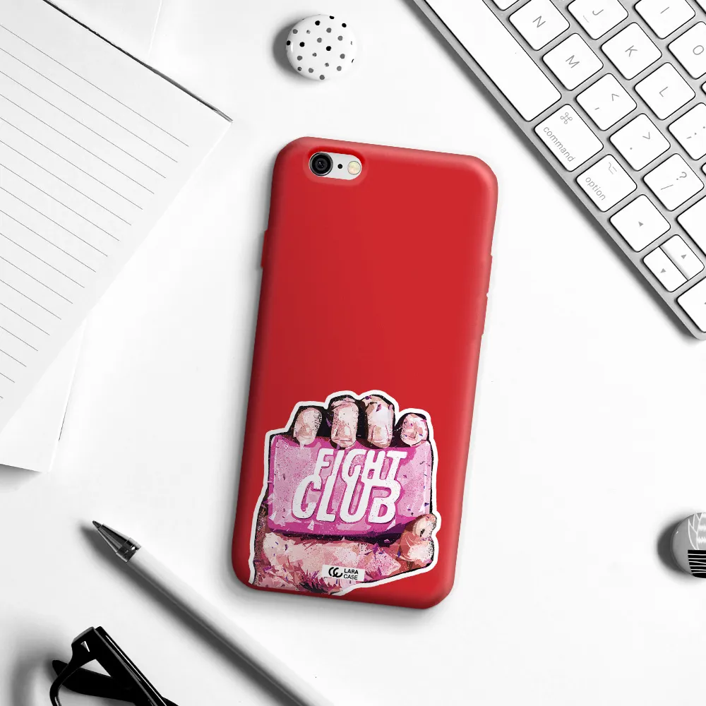 a hand holding a pink bag Apple iPhone 6 Silicone Imperial Red Case