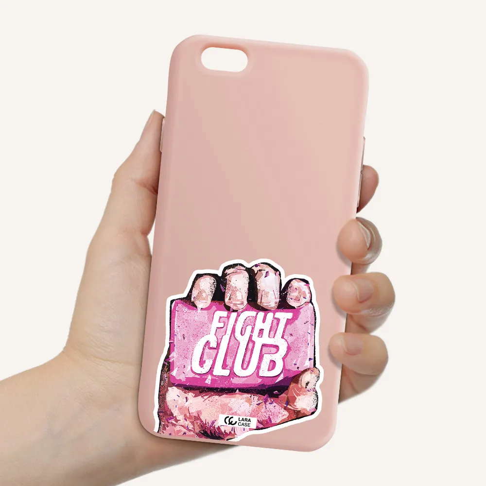 a hand holding a pink bag Apple iPhone 6 Silicone pastel pink Case