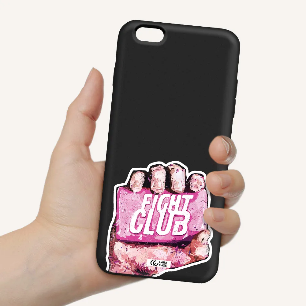 a hand holding a pink bag Apple iPhone 6S Silicone black Case