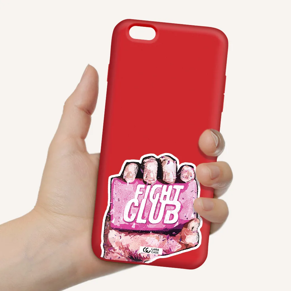 a hand holding a pink bag Apple iPhone 6S Silicone Imperial Red Case