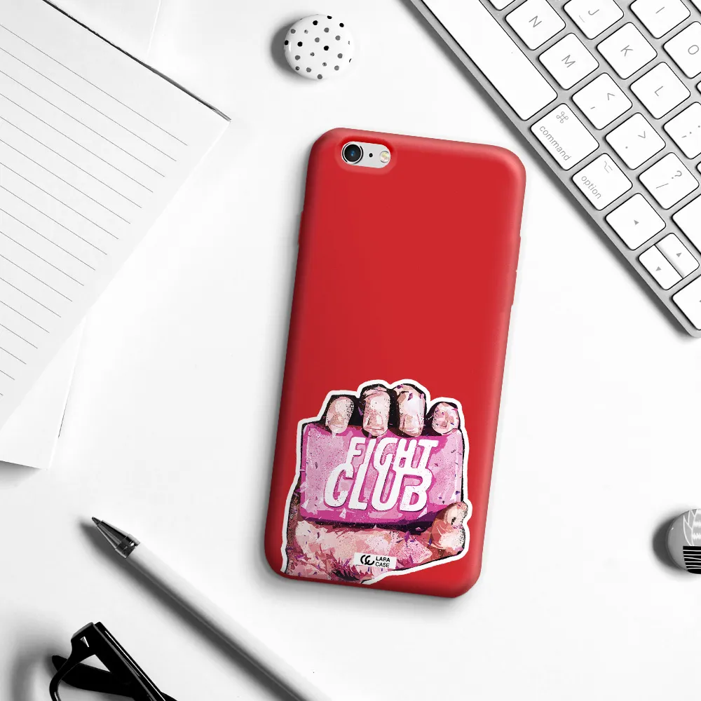 a hand holding a pink bag Apple iPhone 6S Silicone Imperial Red Case