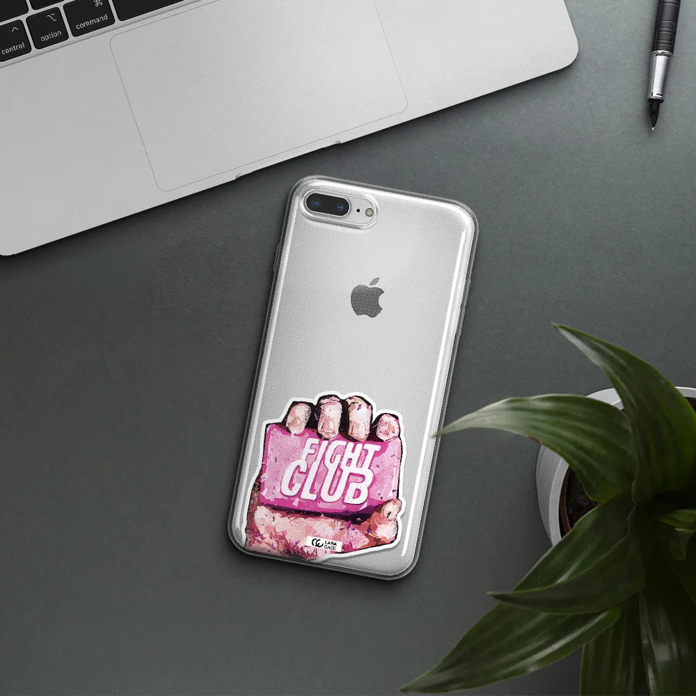 a hand holding a pink bag Apple iPhone 7 plus Clear TPU Case