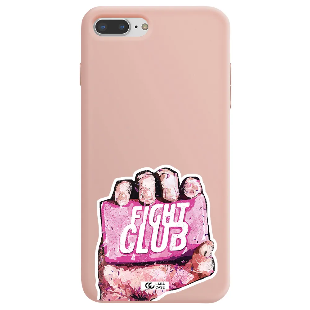 a hand holding a pink bag Apple iPhone 7 plus Silicone pastel pink Case