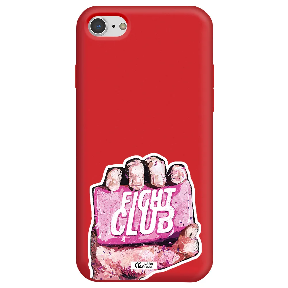 a hand holding a pink bag Apple iPhone 7 Silicone Imperial Red Case