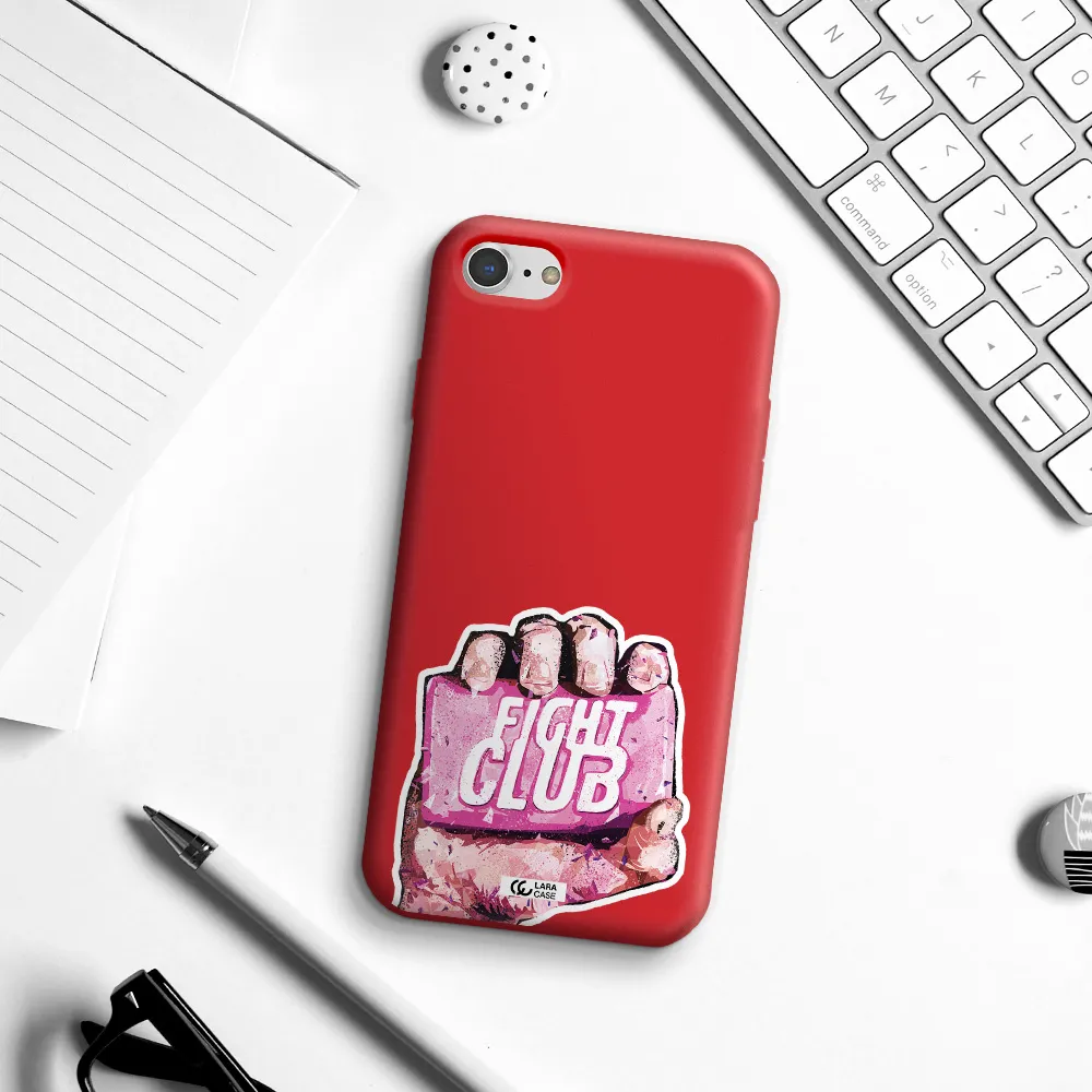 a hand holding a pink bag Apple iPhone 7 Silicone Imperial Red Case