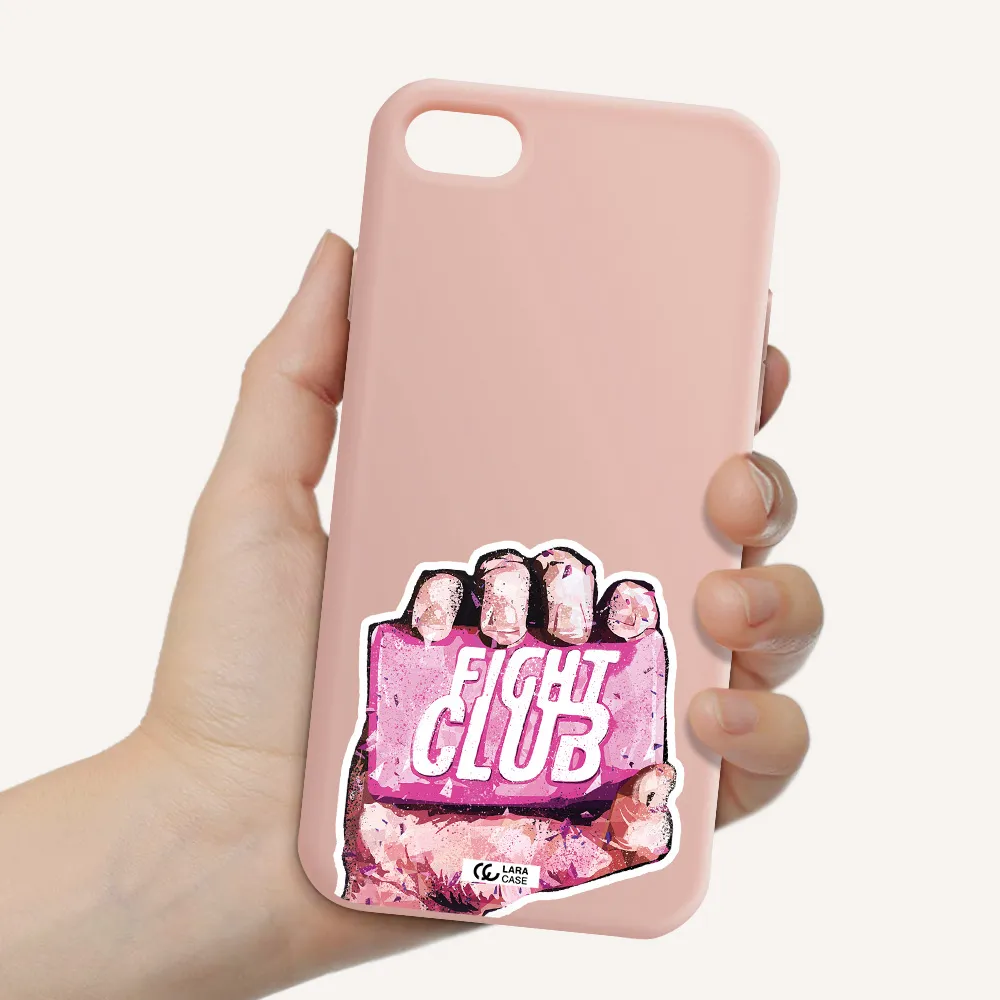 a hand holding a pink bag Apple iPhone 7 Silicone pastel pink Case