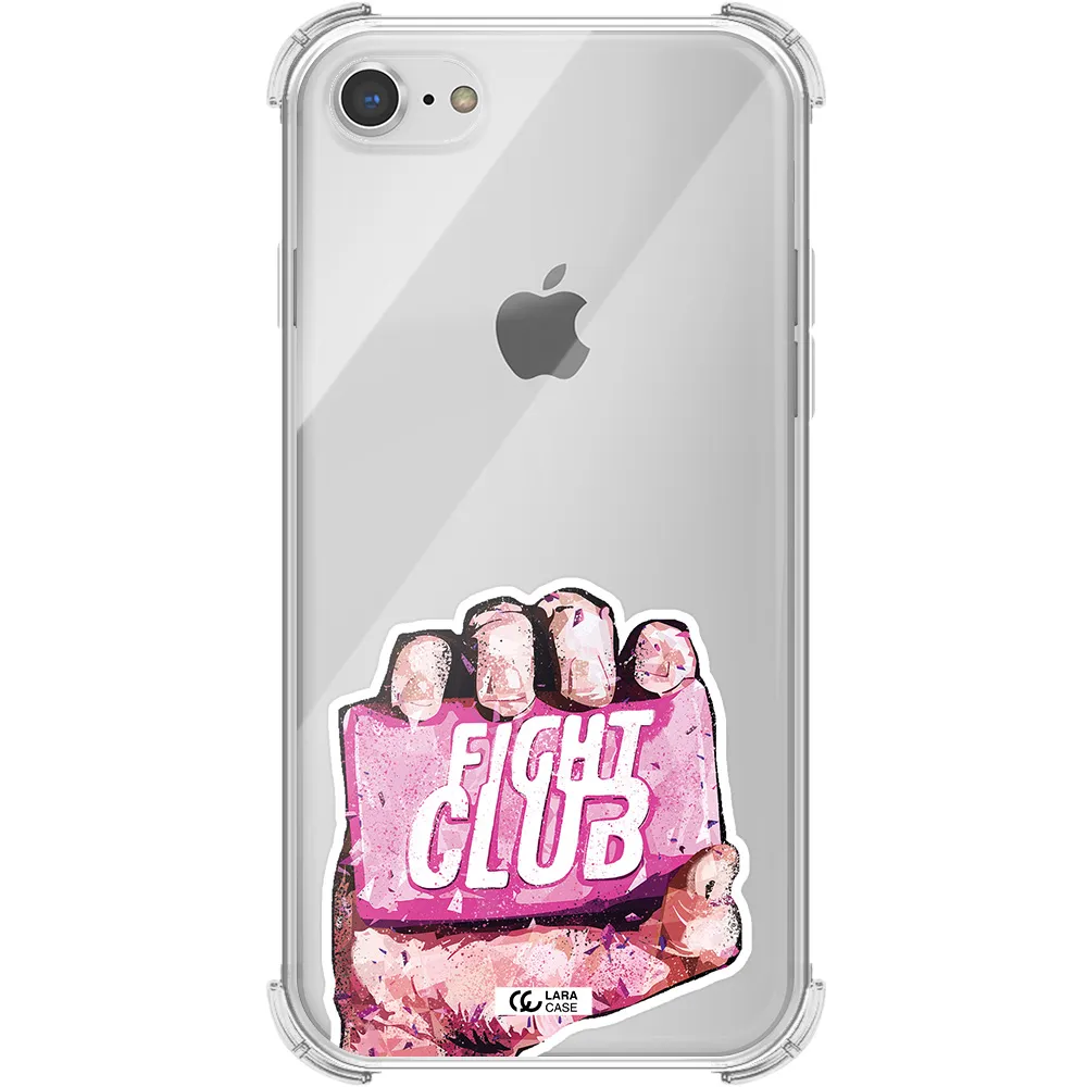 a hand holding a pink bag Apple iPhone 8 Clear PC Case