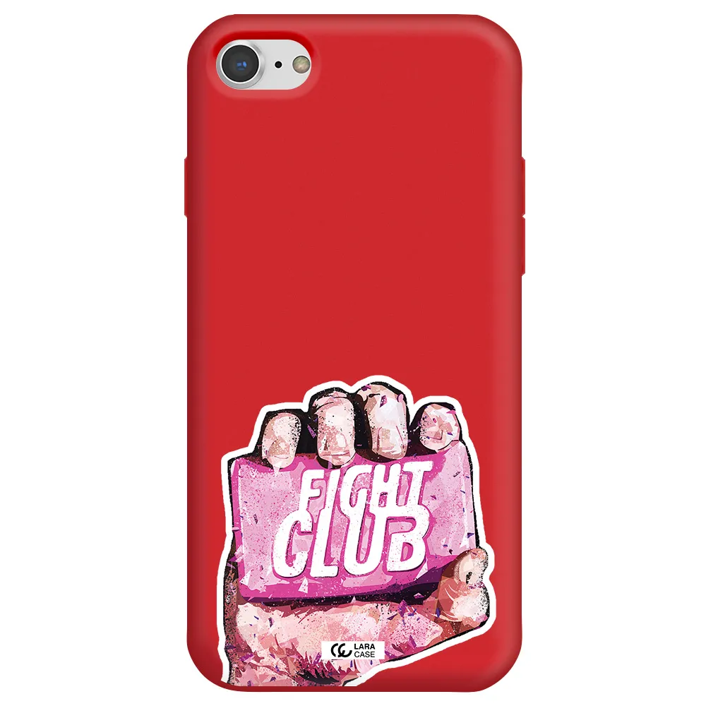 a hand holding a pink bag Apple iPhone 8 Silicone Imperial Red Case